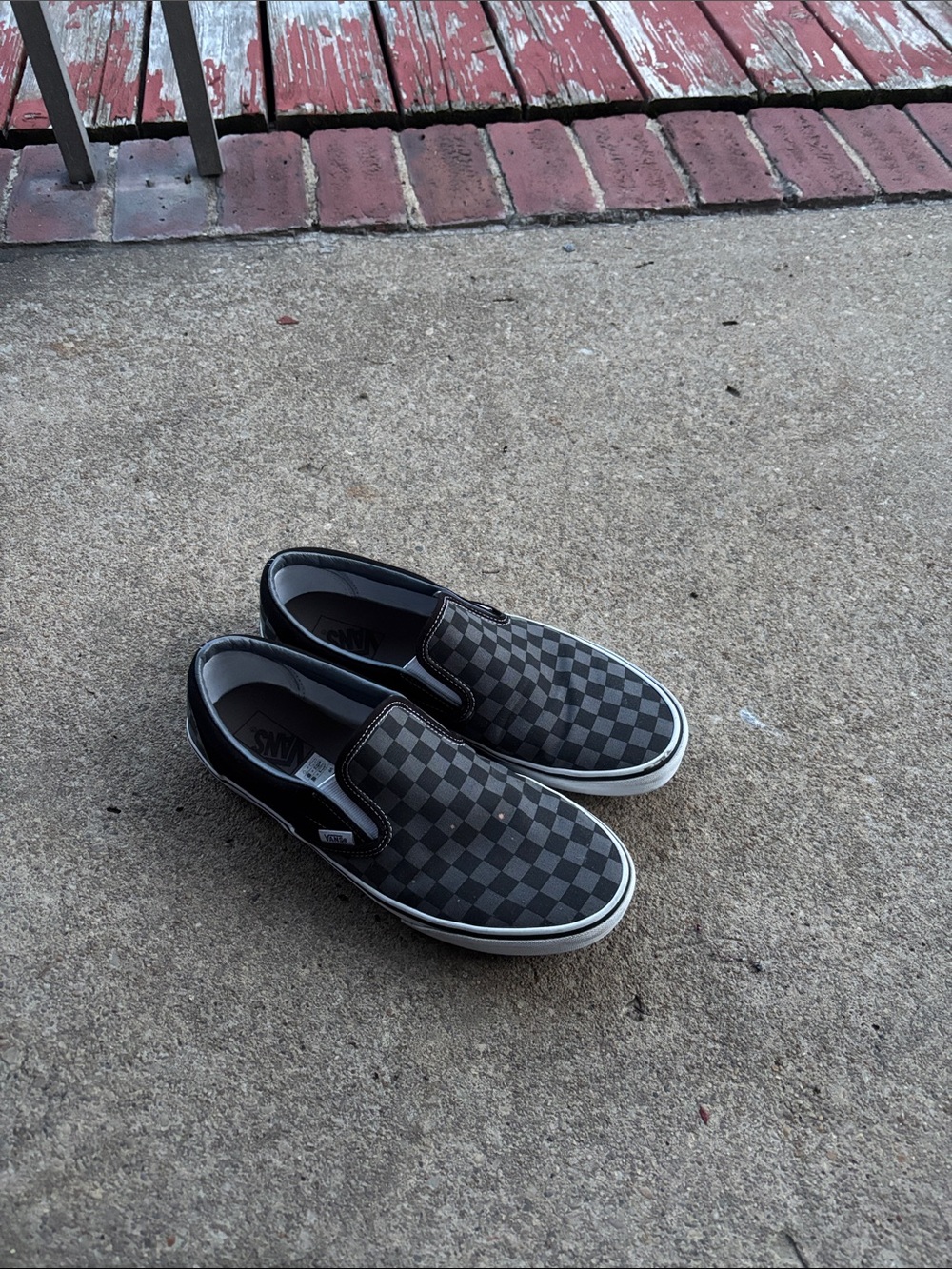 Vans Slip-On Checkerboard Loafers in Black and Gray
